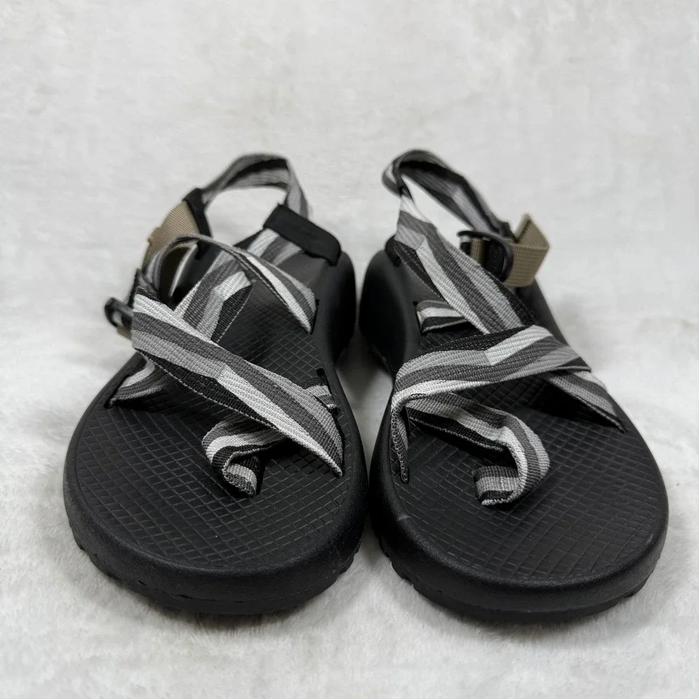 Chaco Z Cloud 2 Mens Sport Sandals Black Gray Striped Strappy Hiking Shoes 7